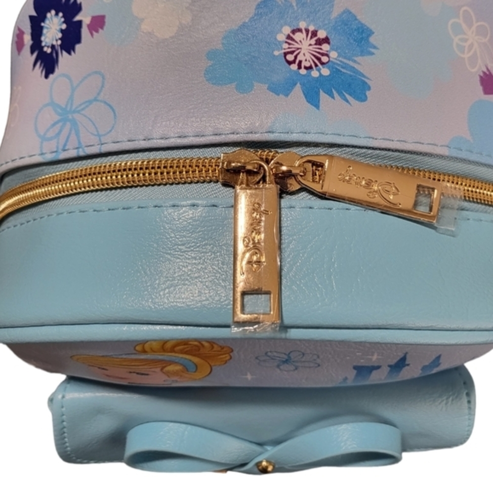 Disney Princess‎ Cinderella Mini Vegan Leather Backpack Blue 11" Bag - Picture 8 of 13